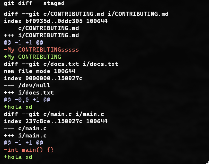 Output de git diff --staged