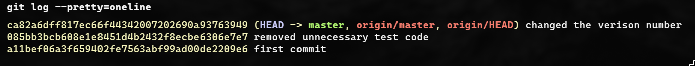 Output de git log --pretty=oneline