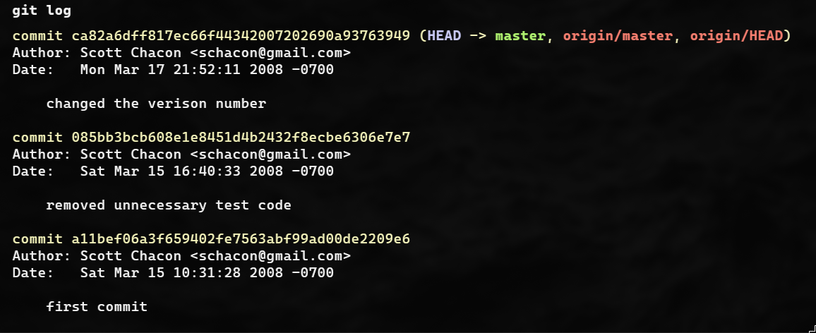 Output de git log