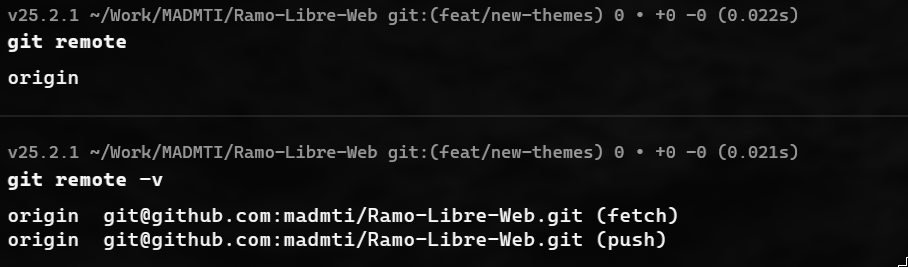 Output de git remote