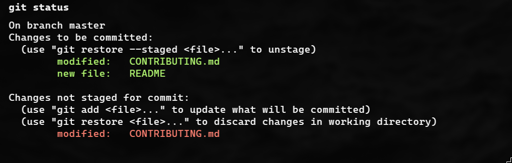 Output de git status (last-change)