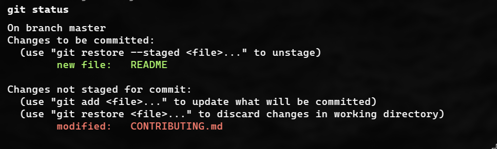 Output de git status (modified)