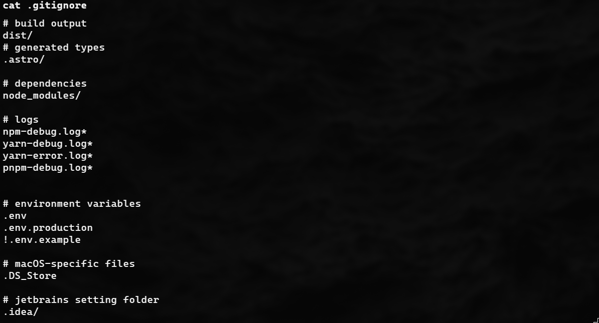 Output de git ignore