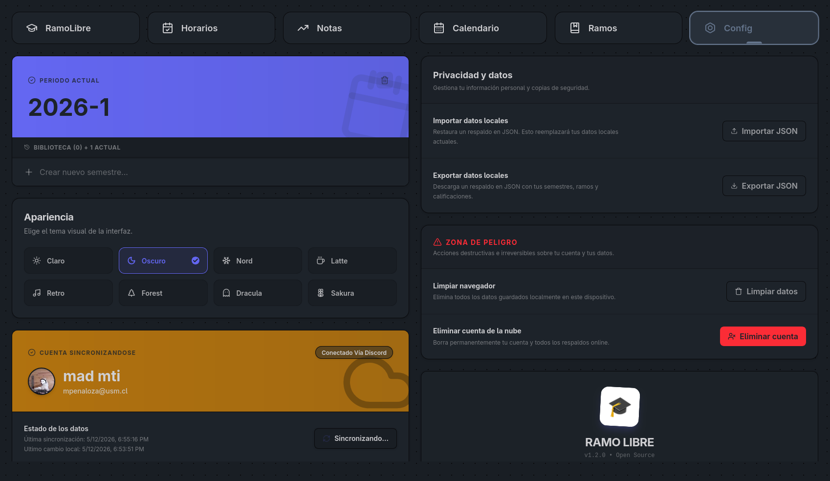 Configuracion - RamoLibre